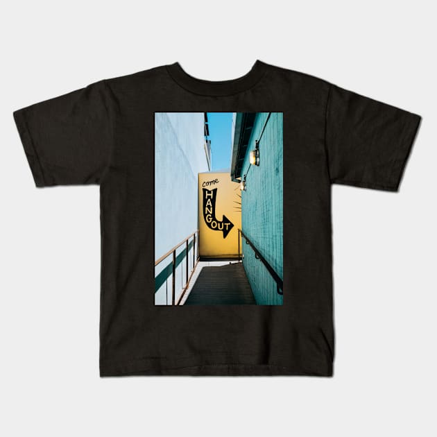 Photograph of a come hangout sign Kids T-Shirt by keeplooping